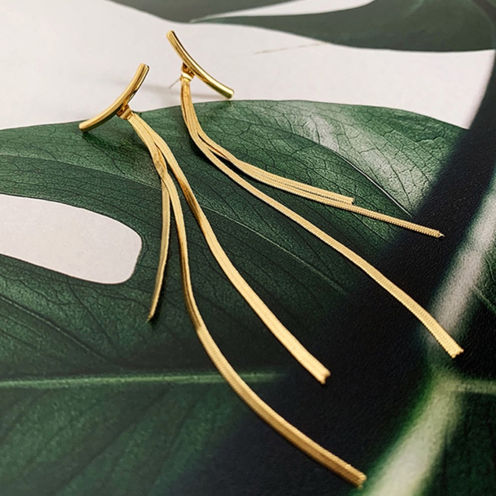 NEW 18K Yellow Gold Long Tassel Earrings - Picture 1 of 6